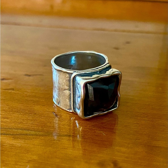 Silpada Jewelry - Silpada Smoky Quartz Dusk Sterling Silver Wide Band Ring Size 6.5